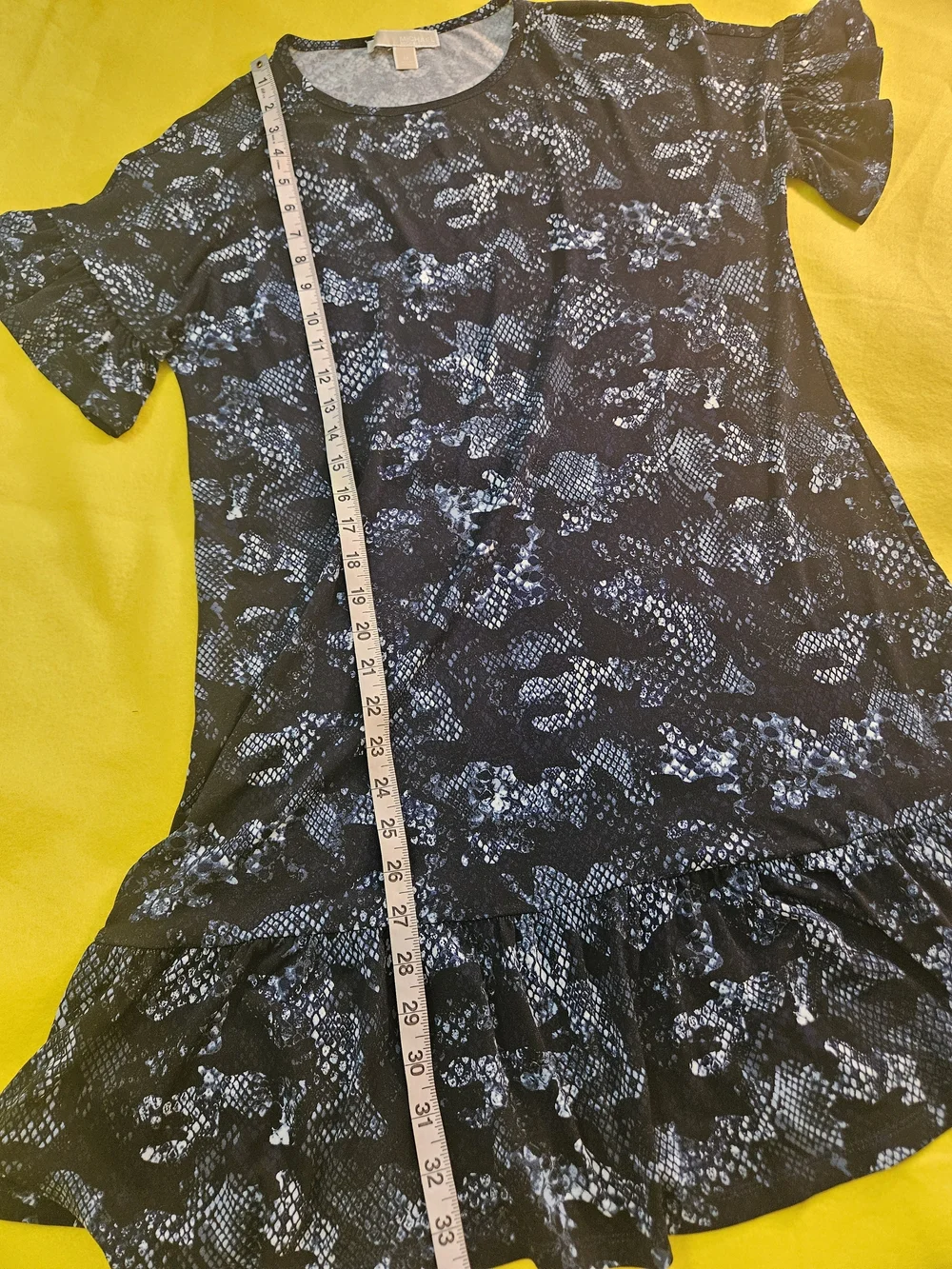 Michael Kors Black & White Snake-Print Ruffle-Hem Dress